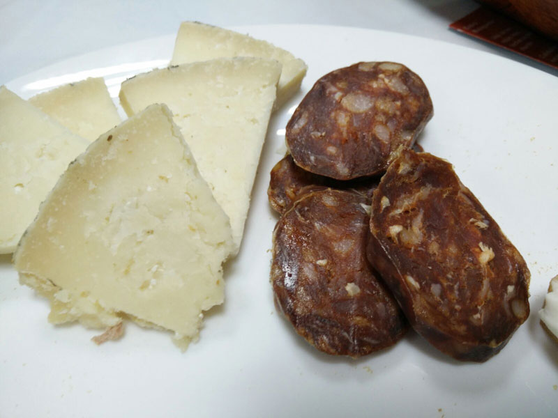 Cheese and sausage.    